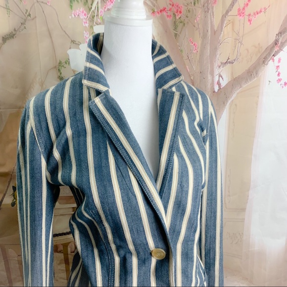 Lafayette 148 New York Briallen Sonoran-Striped Two-Button Cotton Blazer - Picture 6 of 13